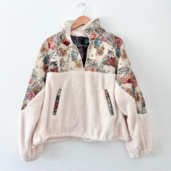 Cider Viral Cottagecore Fleece Floral Cat Knotte Sweatshirt Sz XL - Picture 2 of 6